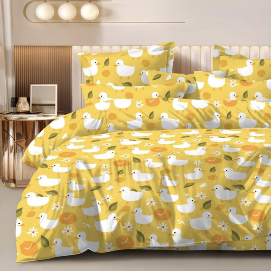 Haboo | 4Pcs Cotton Double Bed Set - 90x100 Comforter, Flat Bedsheet & 2 Pillow Covers - Lightweight All-Season Bedding Kit