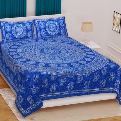 Haboo| Designer Rajasthani Jaipuri Bedsheet with 2 Pillow Covers Double Bed