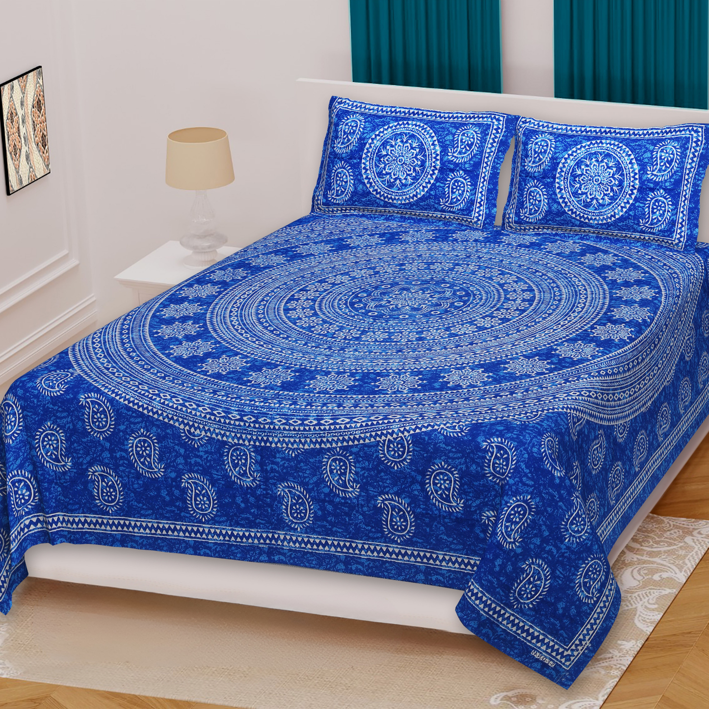 Haboo| Designer Rajasthani Jaipuri Bedsheet with 2 Pillow Covers Double Bed
