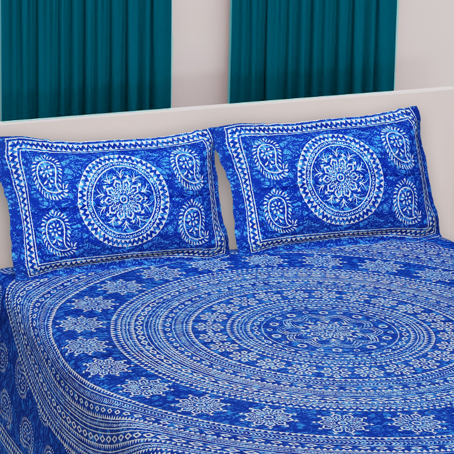 Haboo| Designer Rajasthani Jaipuri Bedsheet with 2 Pillow Covers Double Bed