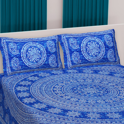 Haboo| Designer Rajasthani Jaipuri Bedsheet with 2 Pillow Covers Double Bed