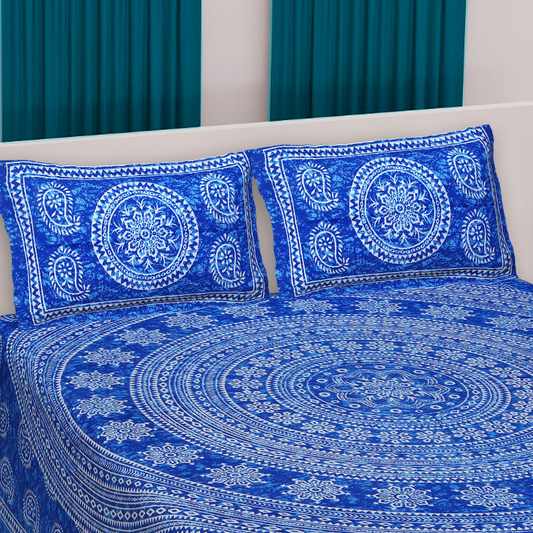 Haboo| Designer Rajasthani Jaipuri Bedsheet with 2 Pillow Covers Double Bed