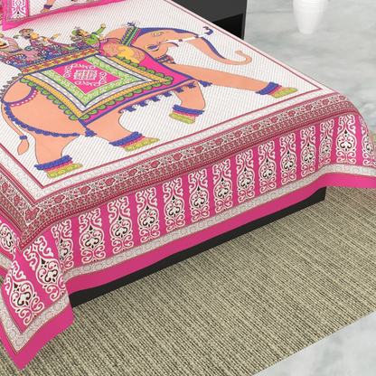 Haboo| Vibrant Rajasthani Jaipuri Cotton Bedsheet Set with Pillow Covers