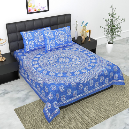 Haboo| Ethnic Home Decor Rajasthani Double Bed Cotton Bedsheet