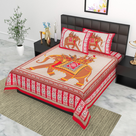 Haboo| Handcrafted Look Rajasthani Jaipuri Cotton Bedsheet Double Bed