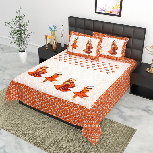 Haboo| Classic Indian Rajasthani Cotton Bedsheet 90x100 Inches