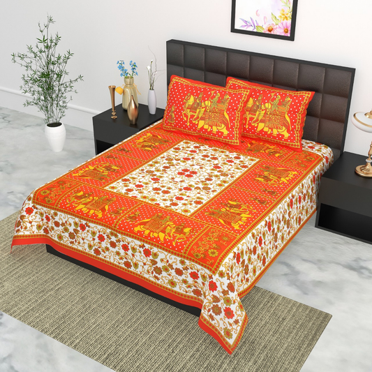 Haboo| Vibrant Ethnic Jaipuri Rajasthani Bedsheet Double Bed