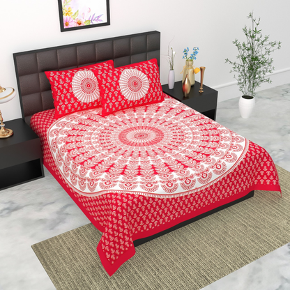 Haboo| Premium Quality Rajasthani Cotton Bedsheet with 2 Pillow Covers