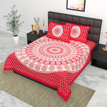 Haboo| Premium Quality Rajasthani Cotton Bedsheet with 2 Pillow Covers
