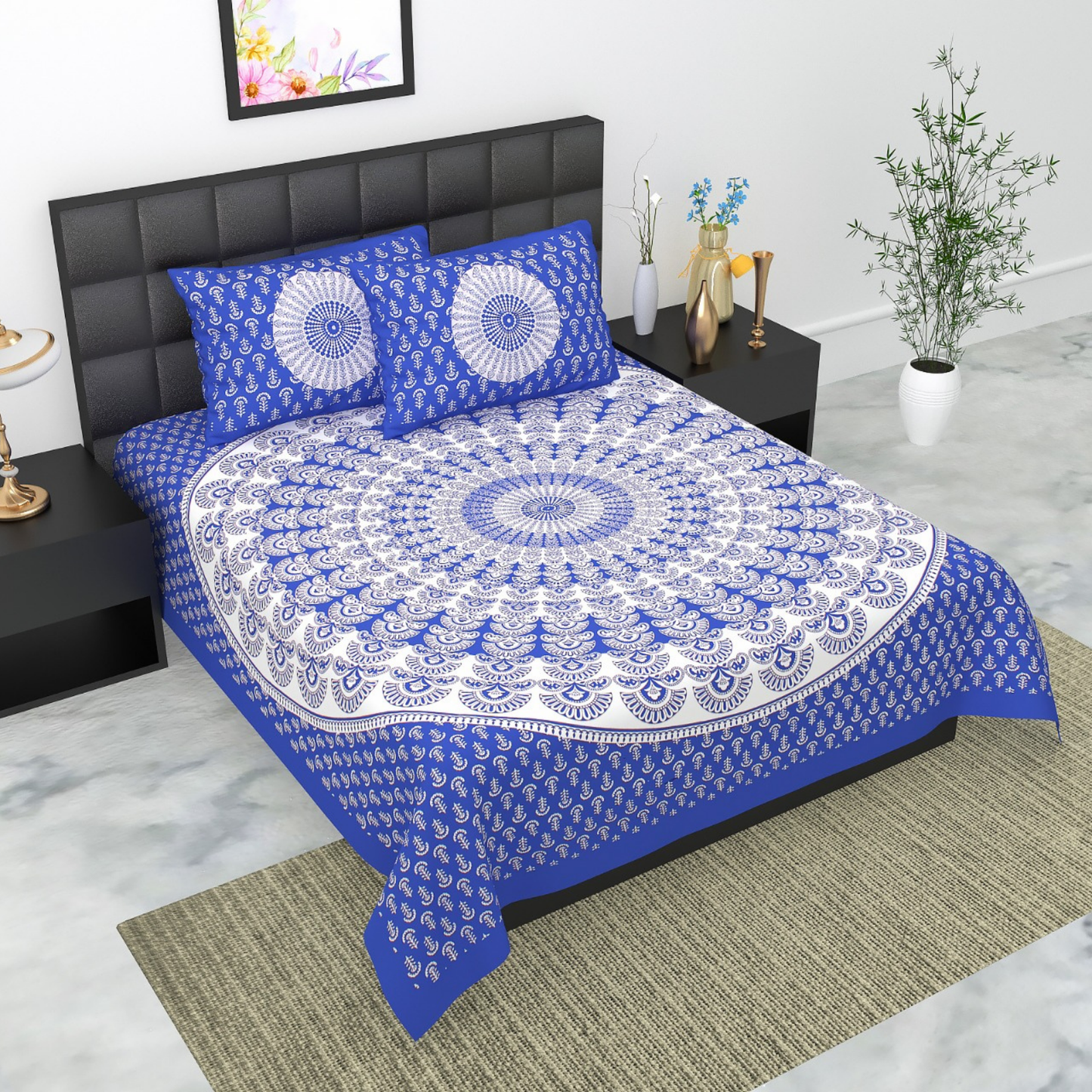 Haboo| Traditional Jaipuri Rajasthani Bedsheet for Double Bed