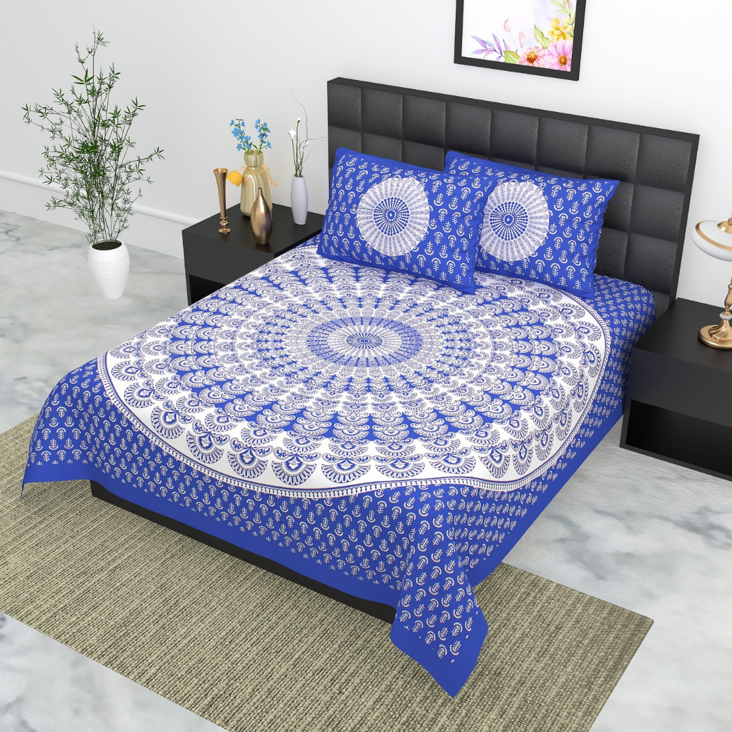 Haboo| Traditional Jaipuri Rajasthani Bedsheet for Double Bed