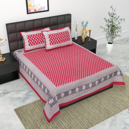 Haboo| Soft & Durable Rajasthani Cotton Bedsheet Double Bed Set