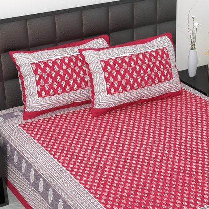 Haboo| Soft & Durable Rajasthani Cotton Bedsheet Double Bed Set