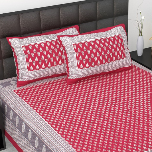 Haboo| Soft & Durable Rajasthani Cotton Bedsheet Double Bed Set