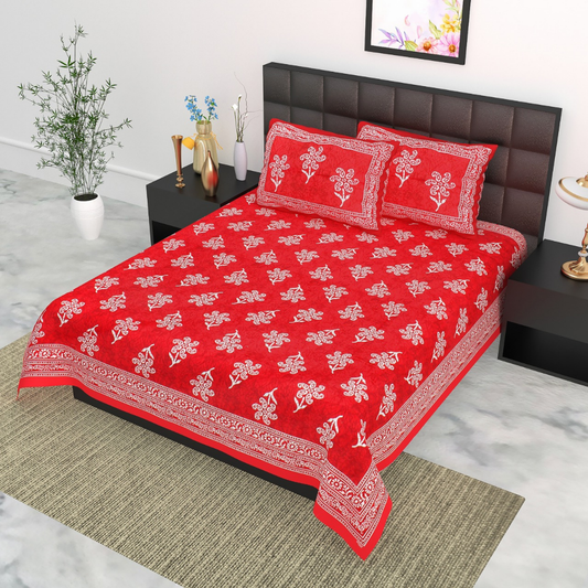 Haboo| Authentic Indian Rajasthani Cotton Bedsheet 90x100 Inches
